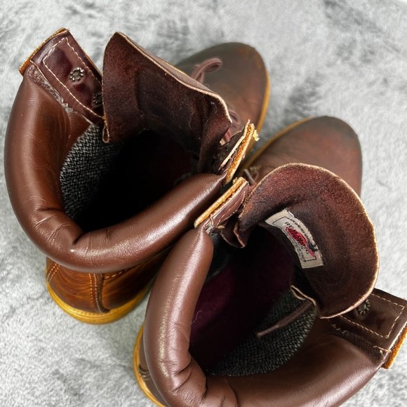 Vintage Red Wing Factors Work Boots Leather 7 Men 8.5 Women Lace Up Brown